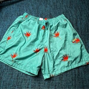 Nike Sportswear Resort Woven Flow Teal Shorts Men's 2XL Floral Tropical Vacay